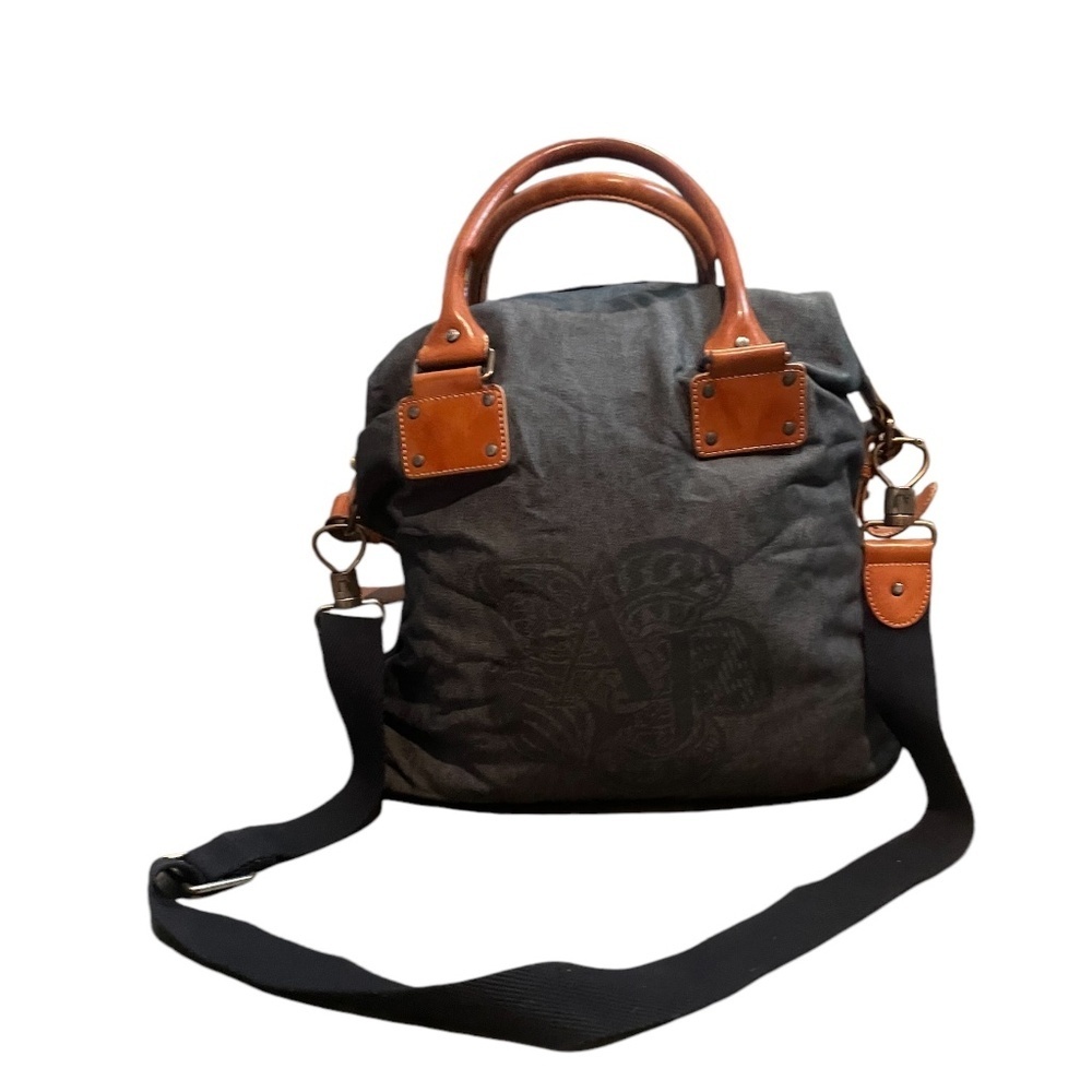 Armani Exchange Distressed leather-trimmed Denim Tote Bag
